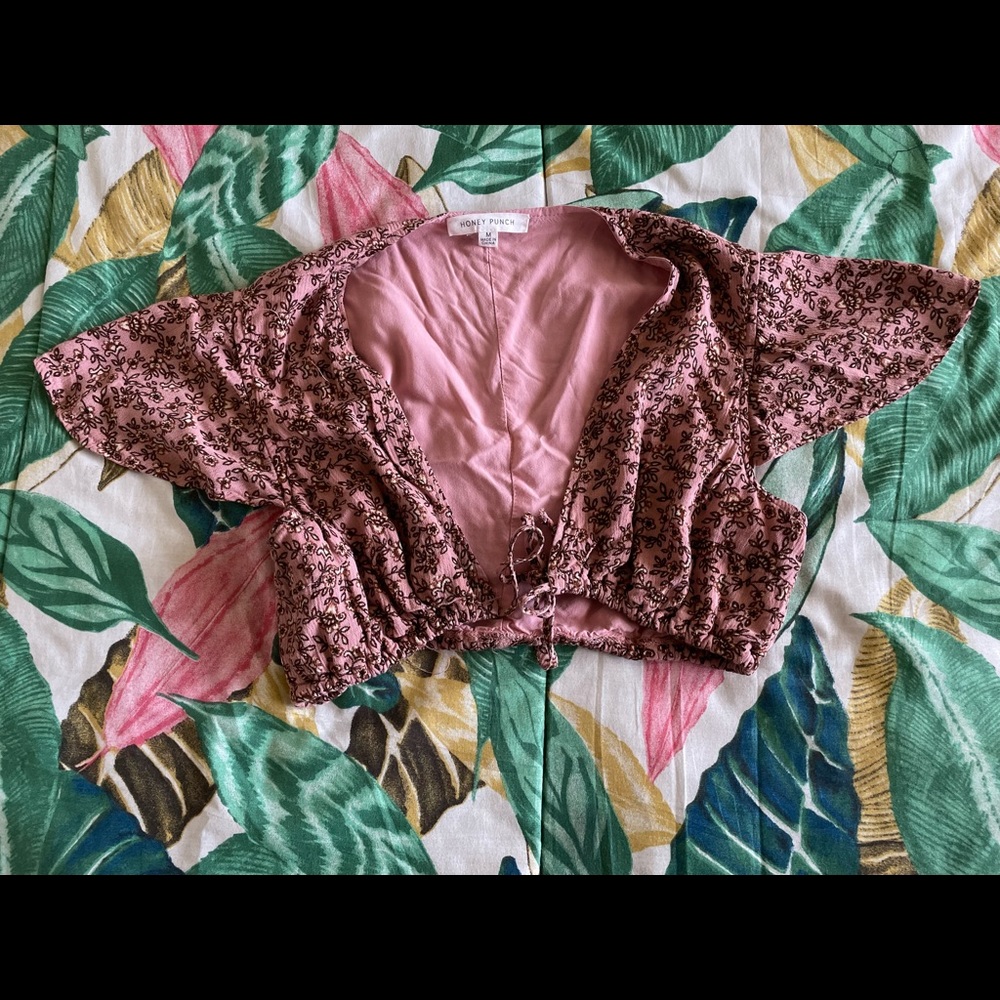 Honey Punch Pink Floral Crop Too